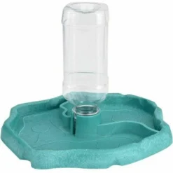 Fontaine à Eau Pour Reptiles, Fontaine à Eau Pour Tortues, Mangeoire à Bol Pour Tortues Distributeur De Nourriture 2 En 1 Accessoire Pour Bol En Plastique Résistant Aux Déversements - Bleu