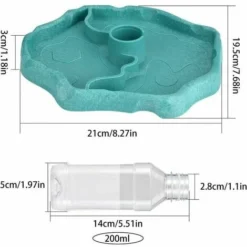 Fontaine à Eau Pour Reptiles, Fontaine à Eau Pour Tortues, Mangeoire à Bol Pour Tortues Distributeur De Nourriture 2 En 1 Accessoire Pour Bol En Plastique Résistant Aux Déversements - Bleu -Pas Cher Toutou Mia Magasin 95476481 3