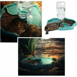 Fontaine à Eau Pour Reptiles, Fontaine à Eau Pour Tortues, Mangeoire à Bol Pour Tortues Distributeur De Nourriture 2 En 1 Accessoire Pour Bol En Plastique Résistant Aux Déversements - Bleu -Pas Cher Toutou Mia Magasin 95476481 4