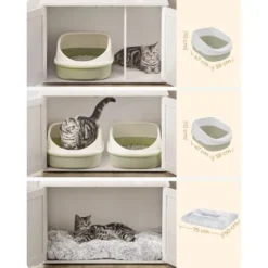 Feandrea Maison De Toilette Chat, Meuble Litière Chat, Avec Séparateur Amovible, Cache-litière Pour Chat, Table, 80 X 53 X 50 Cm, Blanc Par SONGMICS 9 Feandrea Maison De Toilette Chat, Meuble Litière Chat, Avec Séparateur Amovible, Cache-litière Pour Chat, Table, 80 X 53 X 50 Cm, Blanc Par SONGMICS -Pas Cher Toutou Mia Magasin 95794760 3