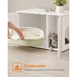Feandrea Maison De Toilette Chat, Meuble Litière Chat, Avec Séparateur Amovible, Cache-litière Pour Chat, Table, 80 X 53 X 50 Cm, Blanc Par SONGMICS 10 Feandrea Maison De Toilette Chat, Meuble Litière Chat, Avec Séparateur Amovible, Cache-litière Pour Chat, Table, 80 X 53 X 50 Cm, Blanc Par SONGMICS -Pas Cher Toutou Mia Magasin 95794760 4