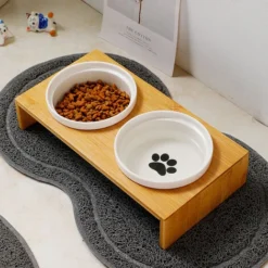 RAINBOW Cat Bowl Bamboo Ceramic Double Bowl Cat Food Bowl Water Bowl Pet Table - 3214.55.8cm, White, 3pcs 10 RAINBOW Cat Bowl Bamboo Ceramic Double Bowl Cat Food Bowl Water Bowl Pet Table - 3214.55.8cm, White, 3pcs -Pas Cher Toutou Mia Magasin 95909112 4