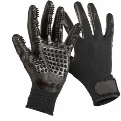 Accessoires De Toilettage Pour Chat　Paire De Gants De Toilettage Par-pour Chats, Chiens Et Chevaux à Fourrure Longue Ou Courte (Noir-1)