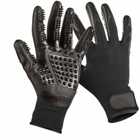 Accessoires De Toilettage Pour Chat Paire De Gants De Toilettage Par-pour Chats, Chiens Et Chevaux à Fourrure Longue Ou Courte (Noir-1) 3 Accessoires De Toilettage Pour Chat Paire De Gants De Toilettage Par-pour Chats, Chiens Et Chevaux à Fourrure Longue Ou Courte (Noir-1)