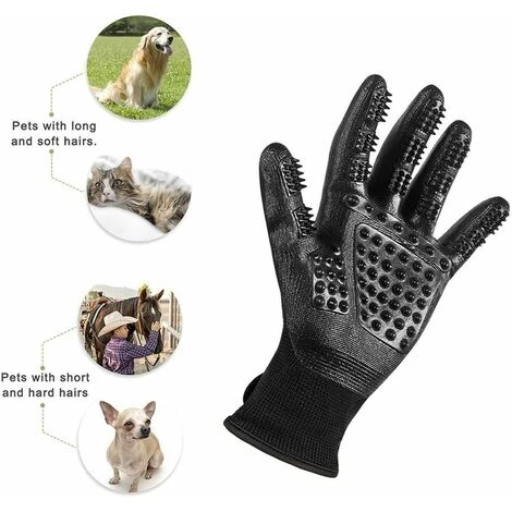 Accessoires De Toilettage Pour Chat Paire De Gants De Toilettage Par-pour Chats, Chiens Et Chevaux à Fourrure Longue Ou Courte (Noir-1) 4 Accessoires De Toilettage Pour Chat Paire De Gants De Toilettage Par-pour Chats, Chiens Et Chevaux à Fourrure Longue Ou Courte (Noir-1) – Image 2