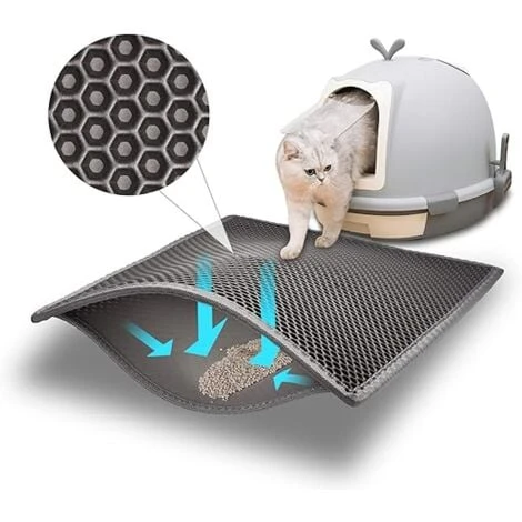 (61x38 Cm, Gris) Tapis Litière Chat Bac à Litière Pour Chats, Imperméable Non Toxique EVA,Double Couche En Nid D'abeille Design 3 (61x38 Cm, Gris) Tapis Litière Chat Bac à Litière Pour Chats, Imperméable Non Toxique EVA,Double Couche En Nid D'abeille Design