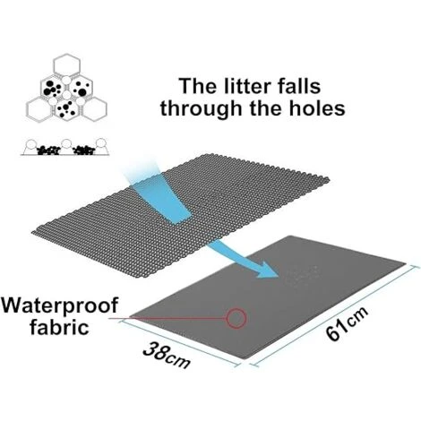 (61x38 Cm, Gris) Tapis Litière Chat Bac à Litière Pour Chats, Imperméable Non Toxique EVA,Double Couche En Nid D'abeille Design 5 (61x38 Cm, Gris) Tapis Litière Chat Bac à Litière Pour Chats, Imperméable Non Toxique EVA,Double Couche En Nid D'abeille Design – Image 3