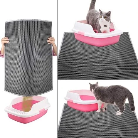 (61x38 Cm, Gris) Tapis Litière Chat Bac à Litière Pour Chats, Imperméable Non Toxique EVA,Double Couche En Nid D'abeille Design 7 (61x38 Cm, Gris) Tapis Litière Chat Bac à Litière Pour Chats, Imperméable Non Toxique EVA,Double Couche En Nid D'abeille Design – Image 5