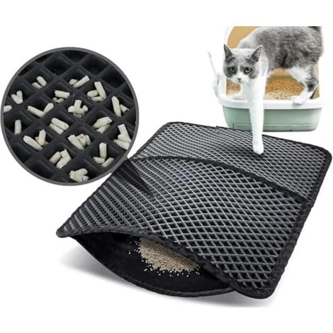 Tapis Litière Chat Double Couche Pliable 50x70cm, Non Toxique EVA Avec 12mm Grand Trou En Forme De Diamant, Tapis De Toilette Chat Imperméable Antidérapant, Facile à Nettoyer 3 Tapis Litière Chat Double Couche Pliable 50x70cm, Non Toxique EVA Avec 12mm Grand Trou En Forme De Diamant, Tapis De Toilette Chat Imperméable Antidérapant, Facile à Nettoyer