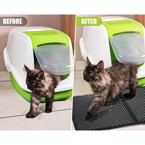 Tapis Litière Chat Double Couche Pliable 50x70cm, Non Toxique EVA Avec 12mm Grand Trou En Forme De Diamant, Tapis De Toilette Chat Imperméable Antidérapant, Facile à Nettoyer 4 Tapis Litière Chat Double Couche Pliable 50x70cm, Non Toxique EVA Avec 12mm Grand Trou En Forme De Diamant, Tapis De Toilette Chat Imperméable Antidérapant, Facile à Nettoyer – Image 2