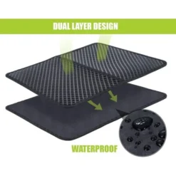 Tapis Litière Chat Double Couche Pliable 50x70cm, Non Toxique EVA Avec 12mm Grand Trou En Forme De Diamant, Tapis De Toilette Chat Imperméable Antidérapant, Facile à Nettoyer 9 Tapis Litière Chat Double Couche Pliable 50x70cm, Non Toxique EVA Avec 12mm Grand Trou En Forme De Diamant, Tapis De Toilette Chat Imperméable Antidérapant, Facile à Nettoyer -Pas Cher Toutou Mia Magasin 97015290 3
