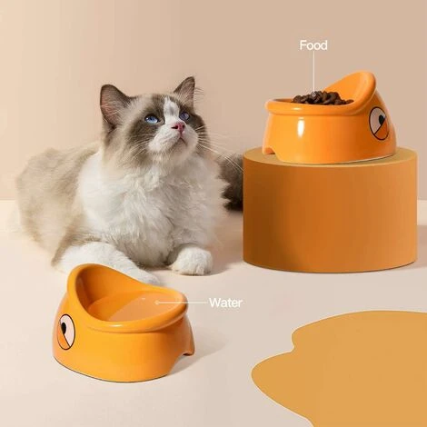 Bol D'alimentation Et D'eau En Céramique, Élevé Incliné Bol De Chat, Antidérapant Bol D'alimentation Et D'eau 5 Bol D'alimentation Et D'eau En Céramique, Élevé Incliné Bol De Chat, Antidérapant Bol D'alimentation Et D'eau – Image 3