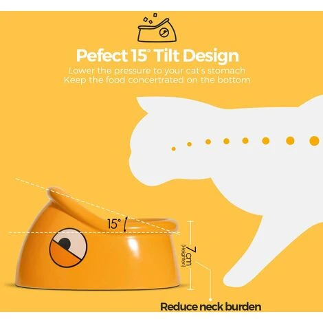 Bol D'alimentation Et D'eau En Céramique, Élevé Incliné Bol De Chat, Antidérapant Bol D'alimentation Et D'eau 7 Bol D'alimentation Et D'eau En Céramique, Élevé Incliné Bol De Chat, Antidérapant Bol D'alimentation Et D'eau – Image 5