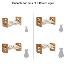 Gamelle Surélevée Pour Chats Et Petits Chiens, Réglable Avec 2 Bols En Céramique Et Pieds Antidérapants -Pas Cher Toutou Mia Magasin 97502621 5