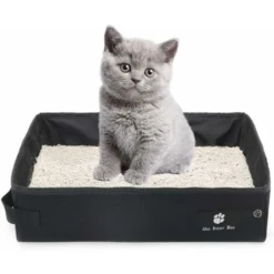 Litière Portable Pour Chats, Litière Pliable, Légère, Souple Et étanche, Idéale Pour Voyager