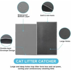 Tapis De Litière Pour Chat Taille Du Trappeur De Litière 30,5 X 30,5 Cm, Conception En Nid D'Abeille À Double Couche, Matériau Étanche À L'Urine, Tamisage À 2 Couches Facile À Nettoyer, Contrôle De La -Pas Cher Toutou Mia Magasin 97536924 4