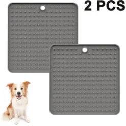 Tapis À Lécher Pour Chien, Lot De 2 Coussins À Lécher, Mangeoires Lentes Pour Animaux De Compagnie, Tapis Apaisant Pour Soulager L'Anxiété, Tapis De Friandises Pour Chiot En Silicone De Qualité Alimen