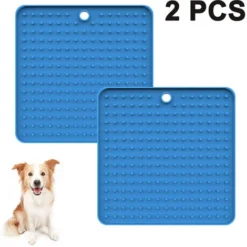 Tapis À Lécher Pour Chien, Lot De 2 Coussins À Lécher, Mangeoires Lentes Pour Animaux De Compagnie, Tapis Apaisant Pour Soulager L'Anxiété, Tapis De Friandises Pour Chiot En Silicone De Qualité Alimen
