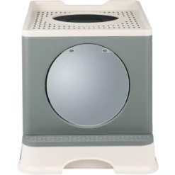 Bac Litière Chat Maison De Toilette Portable Pour Chat 48x39x34cm Gris Vert -Pas Cher Toutou Mia Magasin 97557352 5