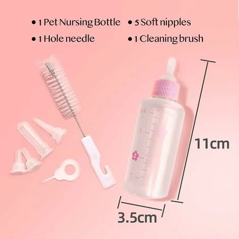 Kit De Biberon Pour Animal Domestique, Biberon Pour Chaton Peut Presser Le Liquide, Kit De Biberon Pour Chiot Et Mini Tétines De Rechange Pour Chaton, Chiot, Petit Animal De Compagnie. 6 Kit De Biberon Pour Animal Domestique, Biberon Pour Chaton Peut Presser Le Liquide, Kit De Biberon Pour Chiot Et Mini Tétines De Rechange Pour Chaton, Chiot, Petit Animal De Compagnie. – Image 4