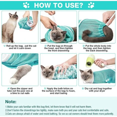 Sac De Filet De Douche Pour Chat Sac De Bain Sac De Retenue Multifonctionnel Empêcher Les Morsures De Se Gratter Pour Le Bain 6 Sac De Filet De Douche Pour Chat Sac De Bain Sac De Retenue Multifonctionnel Empêcher Les Morsures De Se Gratter Pour Le Bain – Image 4