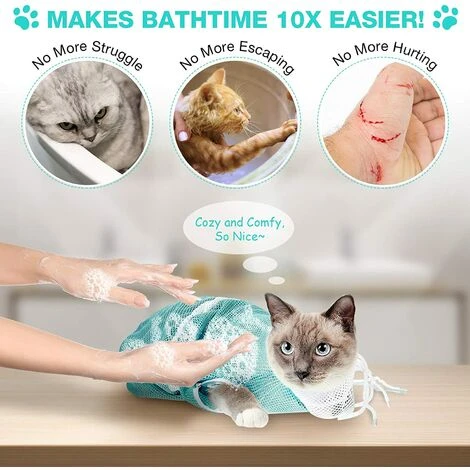 Sac De Filet De Douche Pour Chat Sac De Bain Sac De Retenue Multifonctionnel Empêcher Les Morsures De Se Gratter Pour Le Bain 7 Sac De Filet De Douche Pour Chat Sac De Bain Sac De Retenue Multifonctionnel Empêcher Les Morsures De Se Gratter Pour Le Bain – Image 5