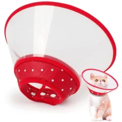 Cne De Chat Collier De Cne De Chien Collier De Récupération Post-chirurgie à Pois Doux Pour Chat Chaton Chiot Petit Chien Animal De Compagnie,M,Red