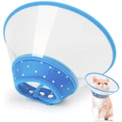 Cne De Chat Collier De Cne De Chien Collier De Récupération Post-chirurgie à Pois Doux Pour Chat Chaton Chiot Petit Chien Animal De Compagnie,M,Blue