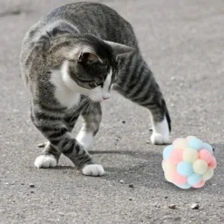 Jouet Pour Chat Boule Colorée, Peluche Faite à La Main Avec Herbe à Chat Et Cloche Jouet Interactif Pour Chat Chaton Dressage (rose Jaune Bleu) -Pas Cher Toutou Mia Magasin 97736066 4