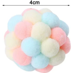 Jouet Pour Chat Boule Colorée, Peluche Faite à La Main Avec Herbe à Chat Et Cloche Jouet Interactif Pour Chat Chaton Dressage (rose Jaune Bleu) -Pas Cher Toutou Mia Magasin 97736066 5