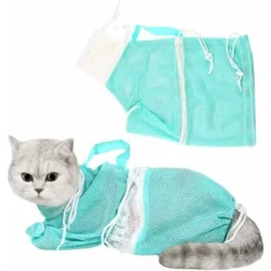 Sac De Bain Pour Chat, Sac De Douche De Nettoyage Pour Chiots Et Chiens - Réglable Anti-morsures Et Anti-rayures En Polyester Doux Pour Le Bain, La Coupe Des Ongles, L'injection, La Prise De Médicamen